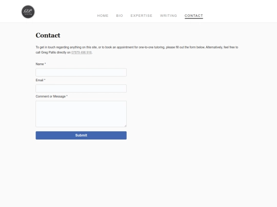 website/contact screenshot