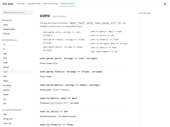 zinc/stdlib/conv screenshot