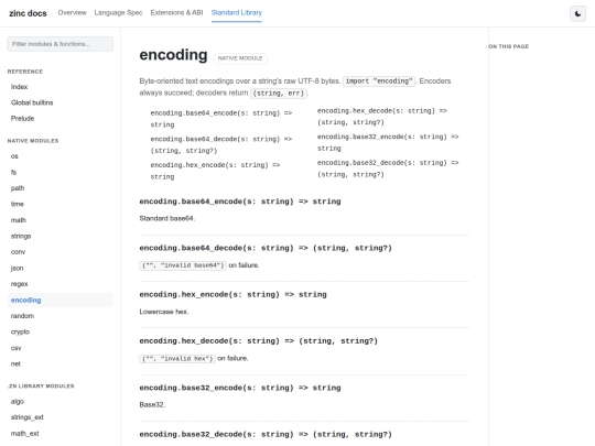 zinc/stdlib/encoding screenshot