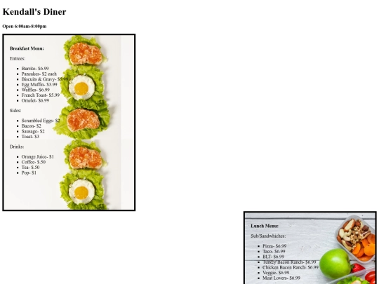 kendall brownell restaurant menu screenshot