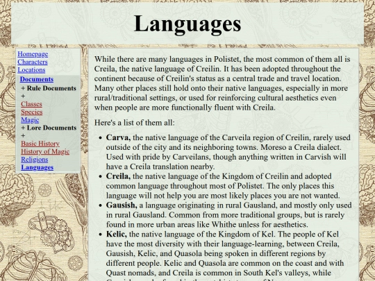 documents/languages screenshot