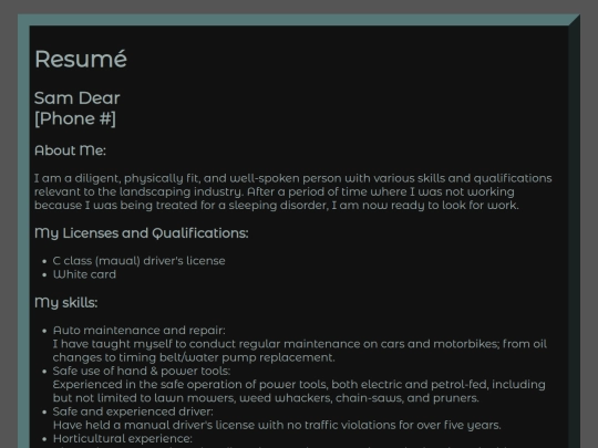 resume screenshot