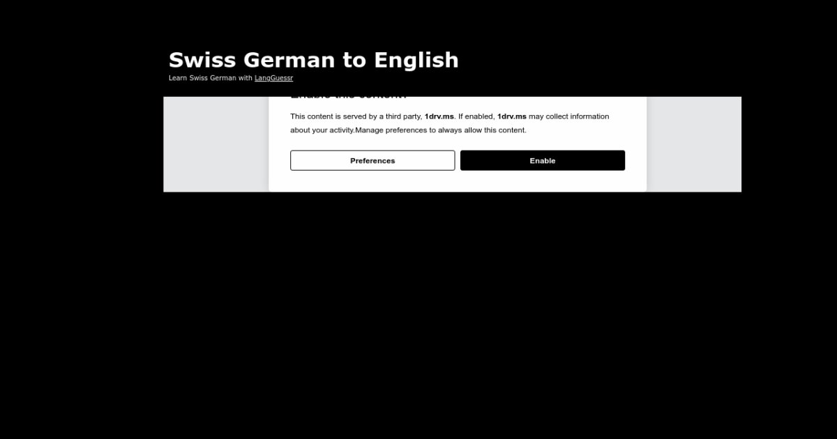 LangGuessr Swiss German to English
