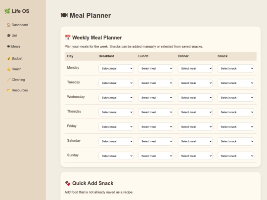 meals screenshot