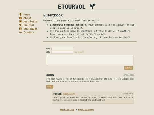 guestbook screenshot