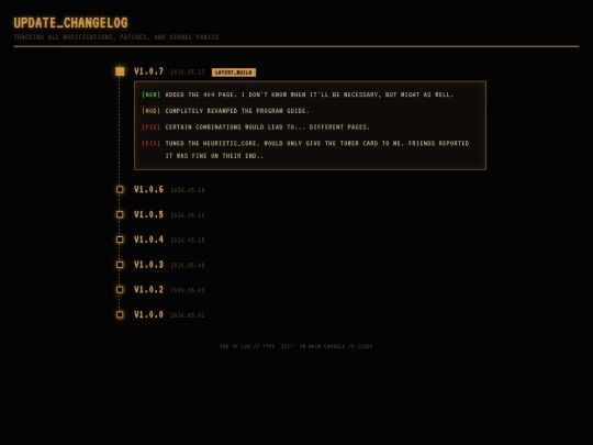 html/changelog screenshot