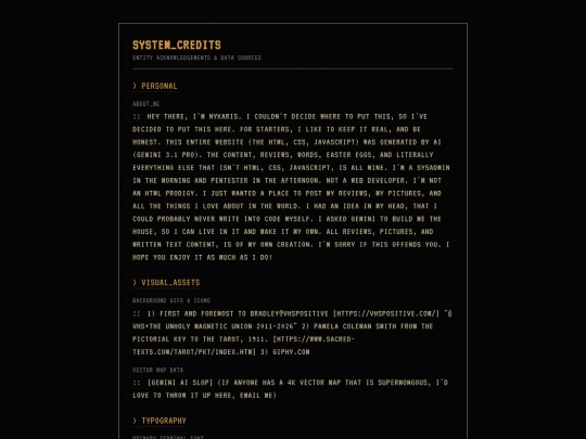 html/credits screenshot