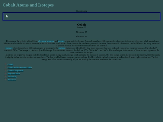 ScienceWebsiteProject/CobaltAtomsAndIsotopes screenshot