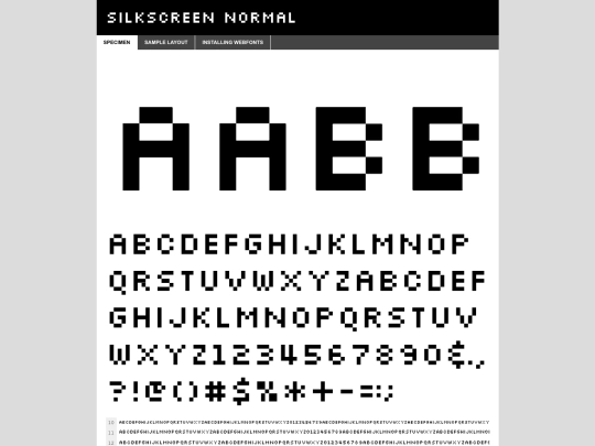 web fonts/silkscreen_normal_macroman/slkscr-demo screenshot