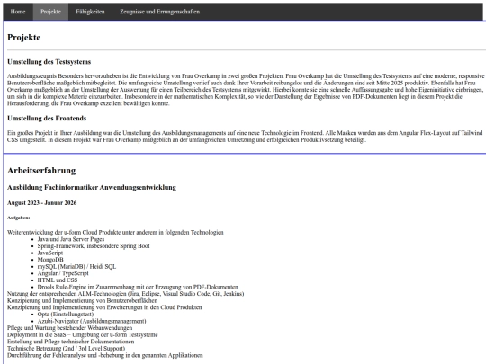 Projekte screenshot