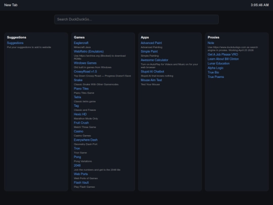 hiddenunblockedweblist/NewTab screenshot