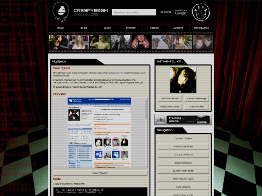 layouts/profile-interfaces/code/MySpace screenshot