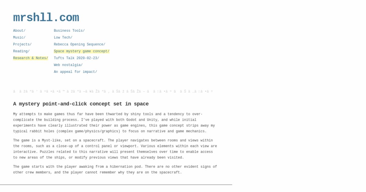 Space mystery game concept