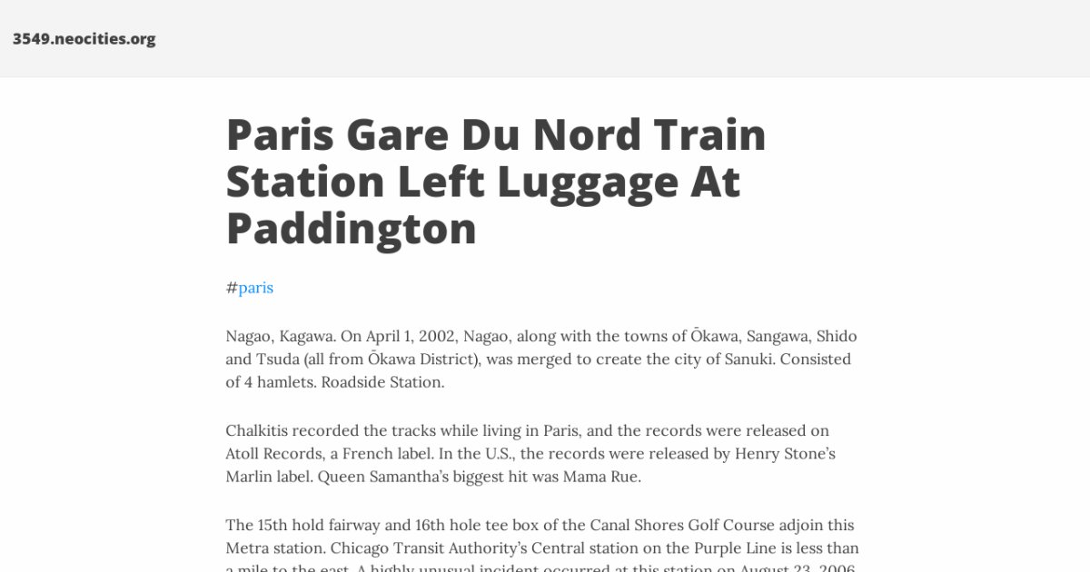 Paris Gare Du Nord Train Station Left Luggage At Paddington