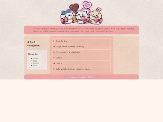 Site htmls/Credits screenshot