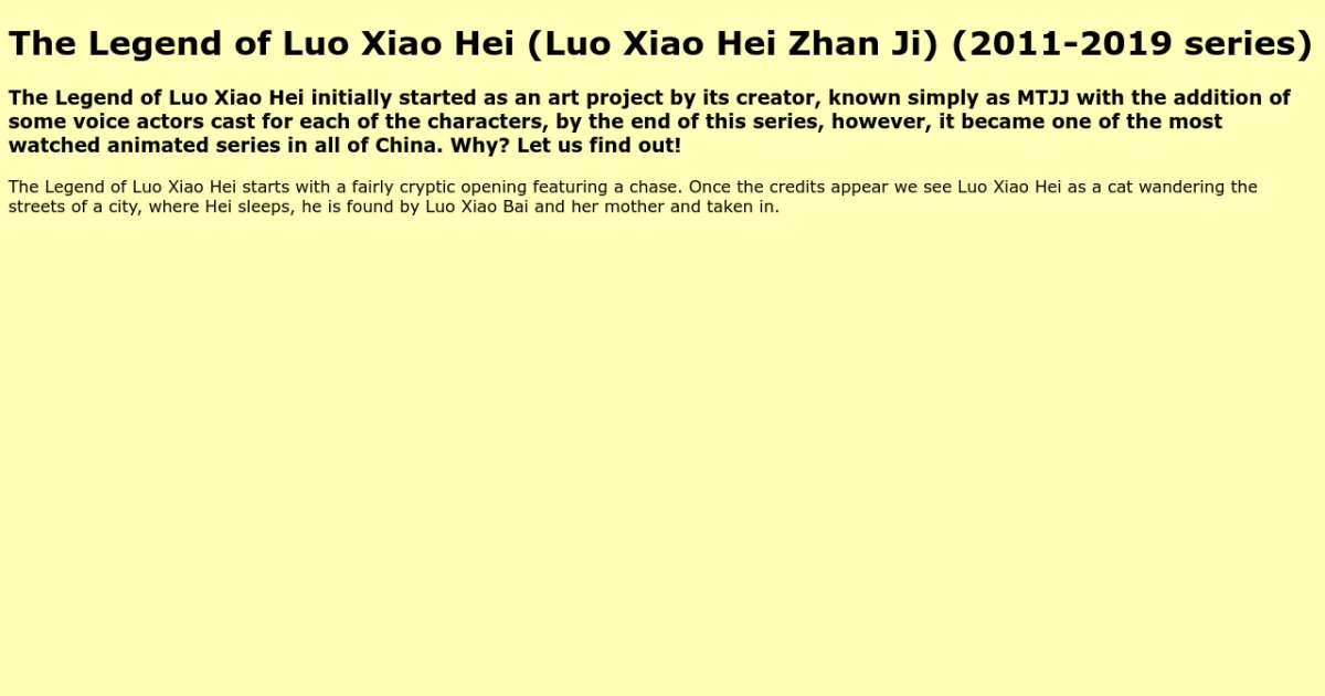 The Legend of Luo Xiao Hei