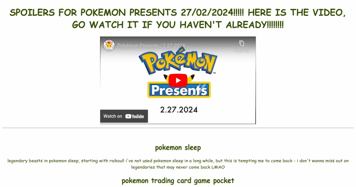 pokemon presents 27/02/2025