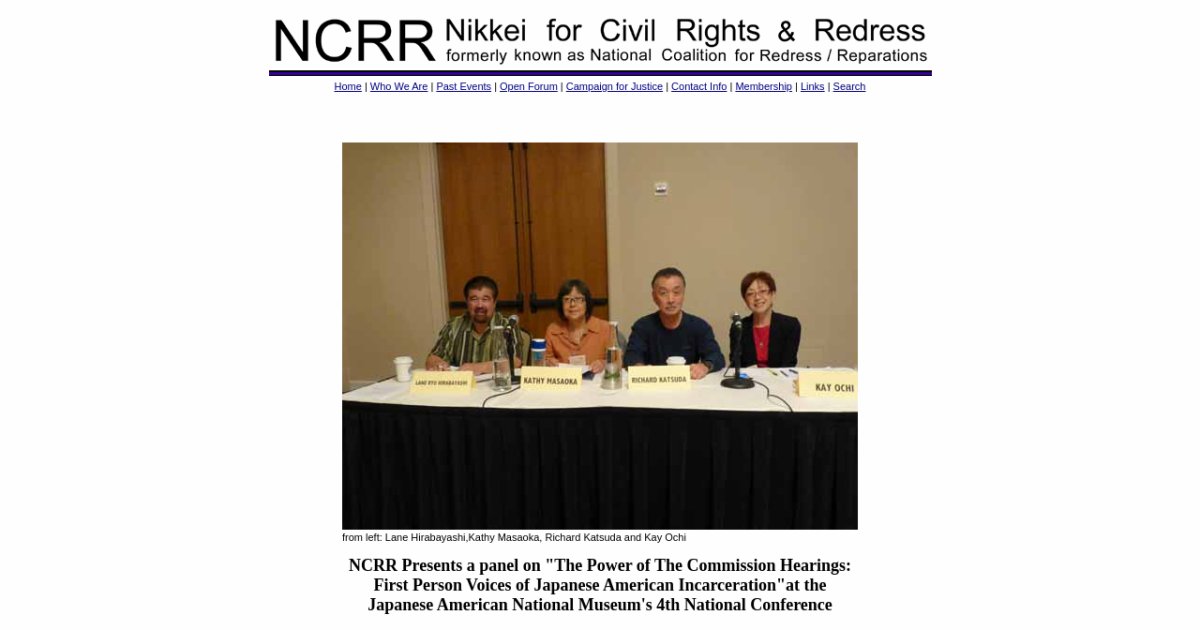 NCRR - Nikkei for Civil Rights and Redress