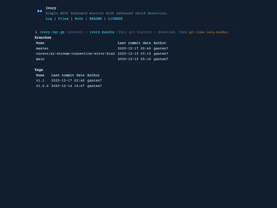 git/ivory/refs screenshot